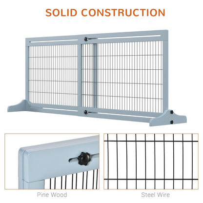 PawHut 72 Extra Wide Freestanding Pet Gate with Adjustable Length, Dog and Baby Small Gate for House, Doorway, Hallway, Grey