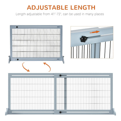 PawHut 72 Extra Wide Freestanding Pet Gate with Adjustable Length, Dog and Baby Small Gate for House, Doorway, Hallway, Grey