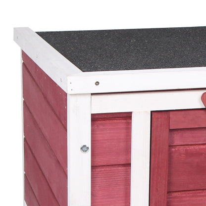 PawHut Small Wooden Rabbit Hutch Bunny Cage Guinea Pig House Dog Cage with Openable & Waterproof Roof, Red