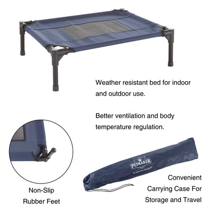 Petmaker Steel Frame Elevated Dog Bed with Non-Slip Feet - Indoor/Outdoor Puppy Cot for Pets