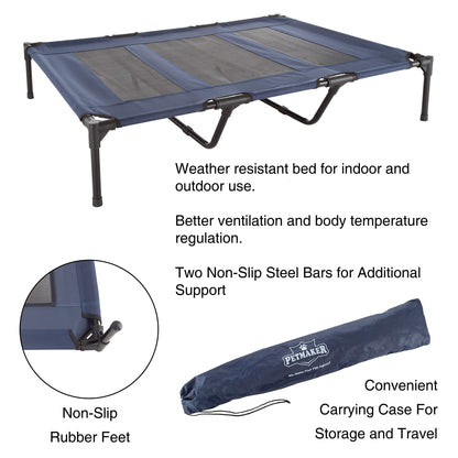 Petmaker Steel Frame Elevated Dog Bed with Non-Slip Feet - Indoor/Outdoor Puppy Cot for Pets
