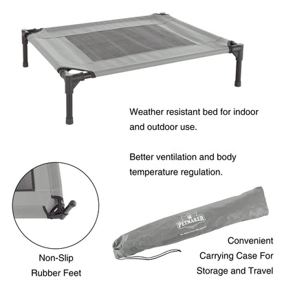 Petmaker Steel Frame Elevated Dog Bed with Non-Slip Feet - Indoor/Outdoor Puppy Cot for Pets