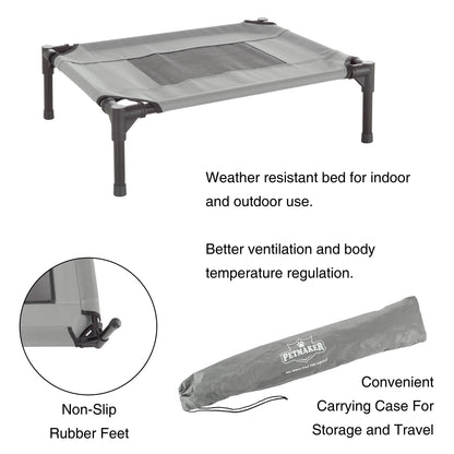Petmaker Steel Frame Elevated Dog Bed with Non-Slip Feet - Indoor/Outdoor Puppy Cot for Pets