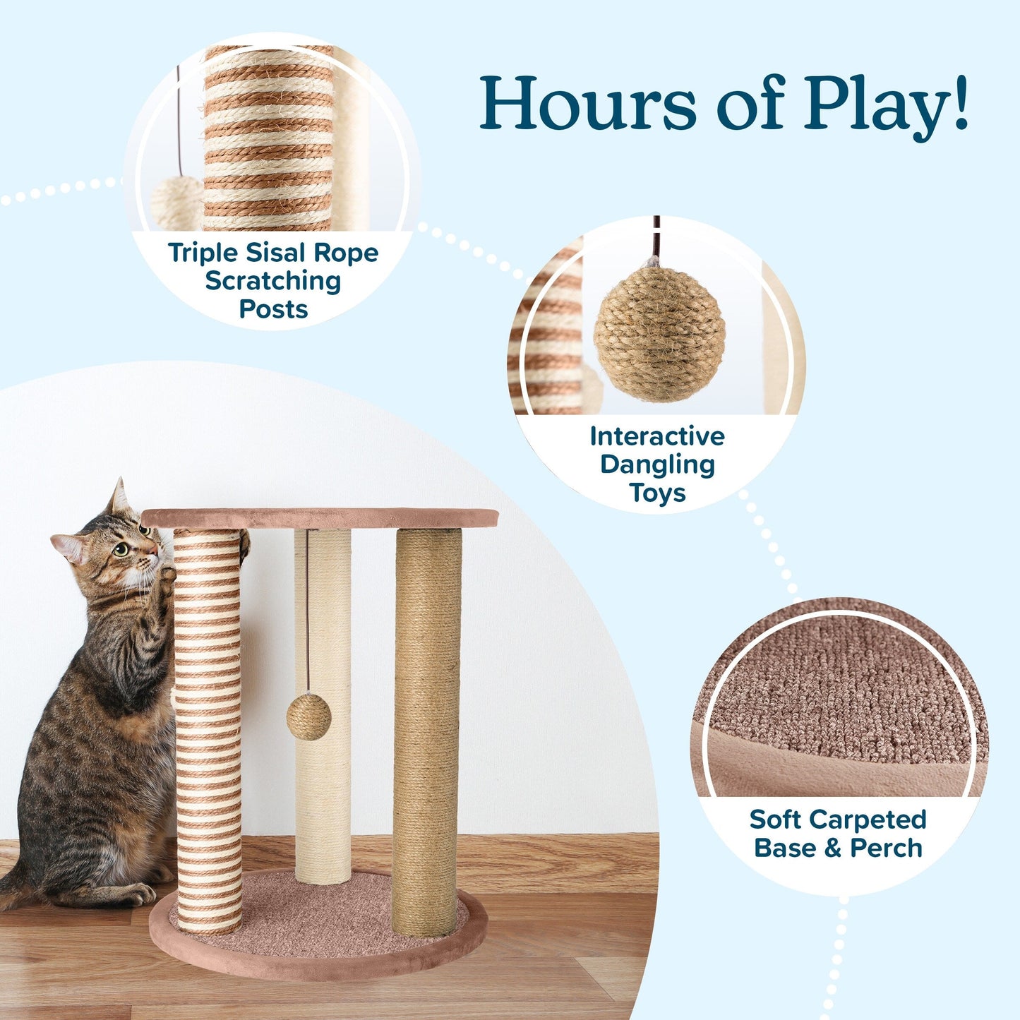 Petmaker Cat Scratching Kitten Tower and Tree with Sisal Rope Posts, Perches