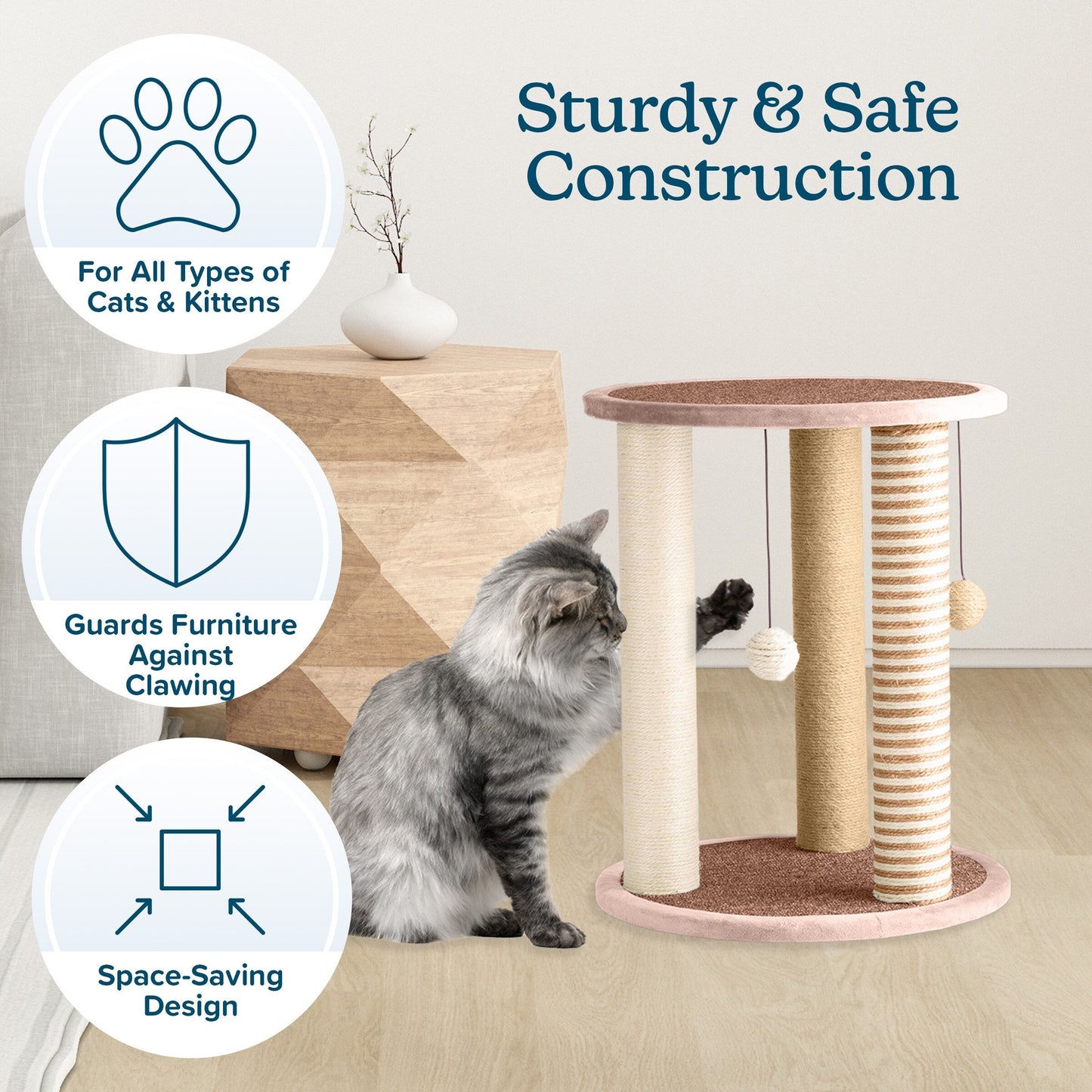 Petmaker Cat Scratching Kitten Tower and Tree with Sisal Rope Posts, Perches
