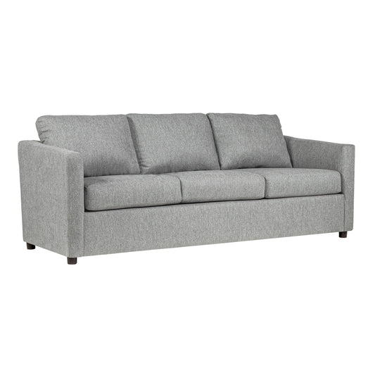 Canapé Piasa, style transitionnel, en polyester gris clair et bois massif, 81 pouces
