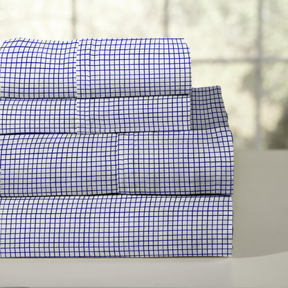 Pointehaven Combed Cotton Percale Crisp Breathable Solid or Printed Sheet Set