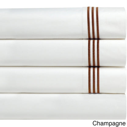 Pointehaven Egyptian Cotton Embroidered Percale Pillowcases (Set of 2)