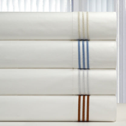 Pointehaven Long Staple Cotton Embroidered Percale Oversized Percale Cooling 4 pc Sheet Set