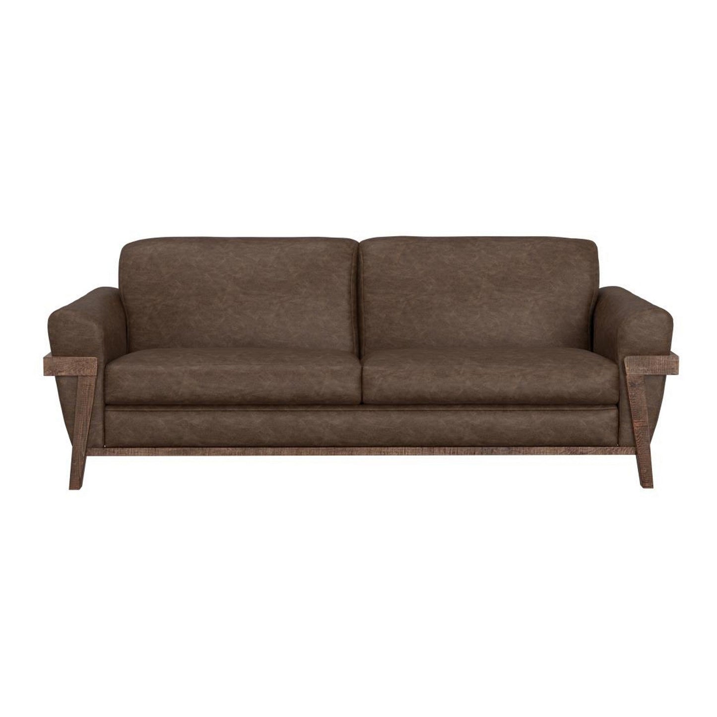 Canapé Pola, 95 pouces, 2 coussins décoratifs, similicuir marron foncé moderne
