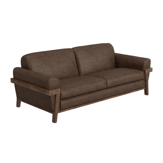 Canapé Pola, 95 pouces, 2 coussins décoratifs, similicuir marron foncé moderne