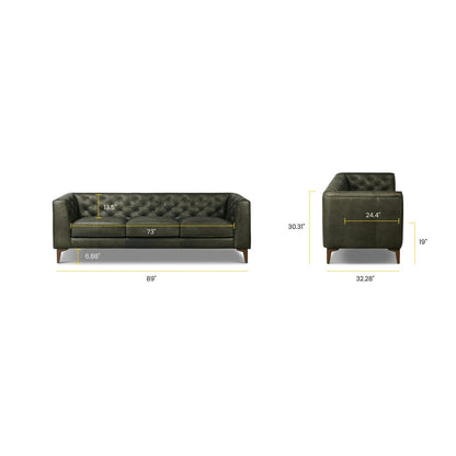 Canapé Poly &amp; Bark Essex 89 - Cuir italien véritable pleine fleur