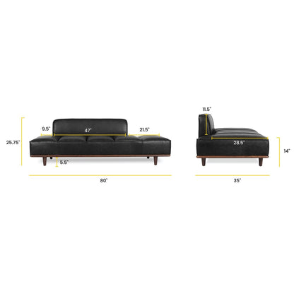 Lit de repos Poly &amp; Bark Jasper - Cuir italien véritable pleine fleur