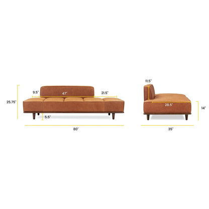 Lit de repos Poly &amp; Bark Jasper - Cuir italien véritable pleine fleur