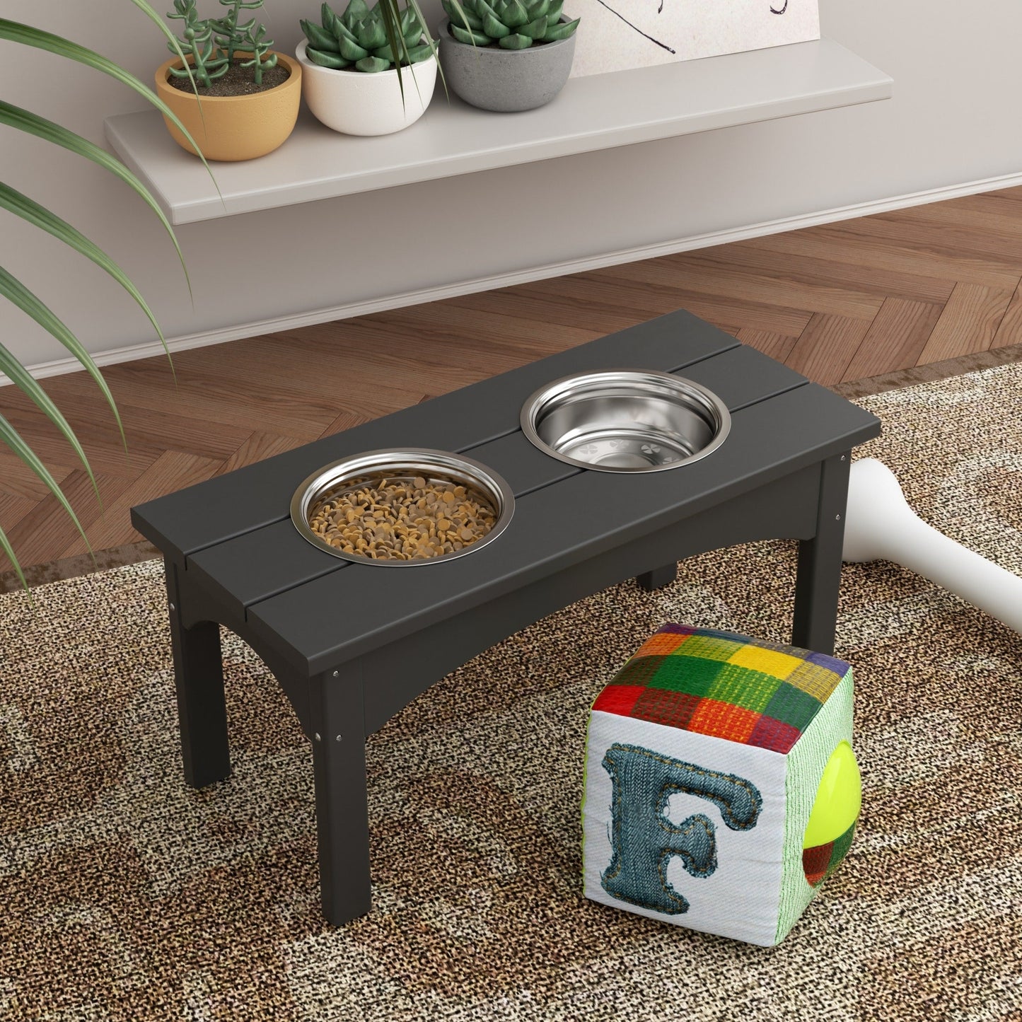 Polytrends Elevated Pet Feeder with Stainless Steel Bowls - N/A