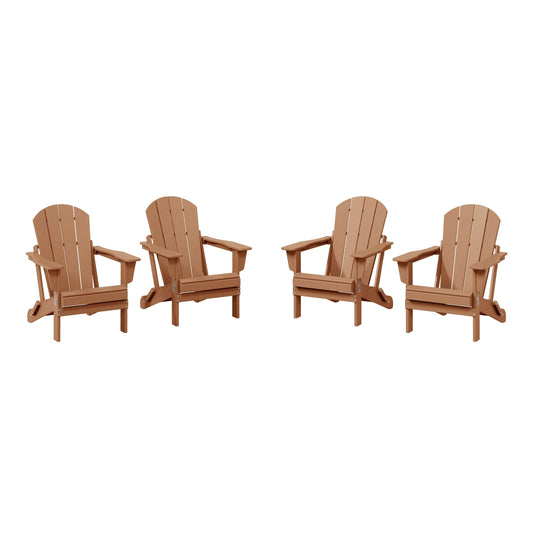 Polytrends Laguna Weather Resistant Outdoor Patio Folding Adirondack Chairs (Set of 4)