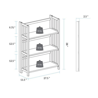 Porch & Den Edgemont 100% Solid Wood Folding Stackable 27.5-inch Bookcase