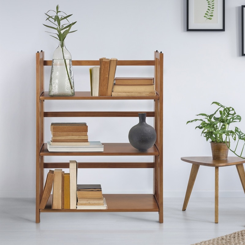 Porch & Den Edgemont 100% Solid Wood Folding Stackable 27.5-inch Bookcase