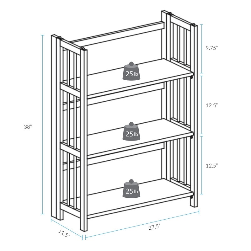 Porch & Den Edgemont 100% Solid Wood Folding Stackable 27.5-inch Bookcase