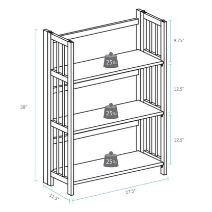 Porch & Den Edgemont 100% Solid Wood Folding Stackable 27.5-inch Bookcase
