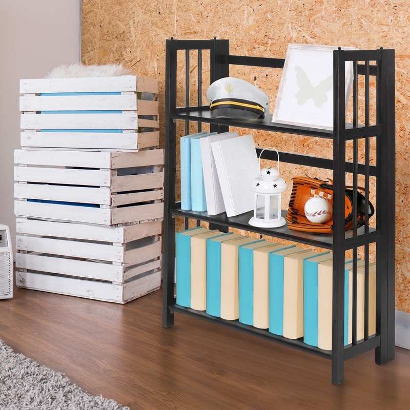 Porch & Den Edgemont 100% Solid Wood Folding Stackable 27.5-inch Bookcase
