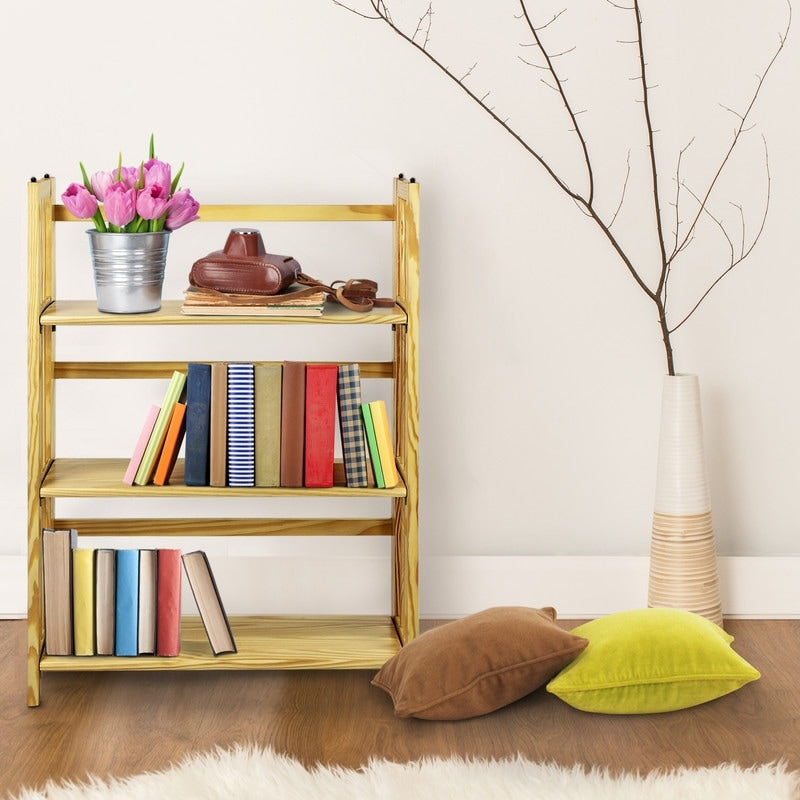 Porch & Den Edgemont 100% Solid Wood Folding Stackable 27.5-inch Bookcase