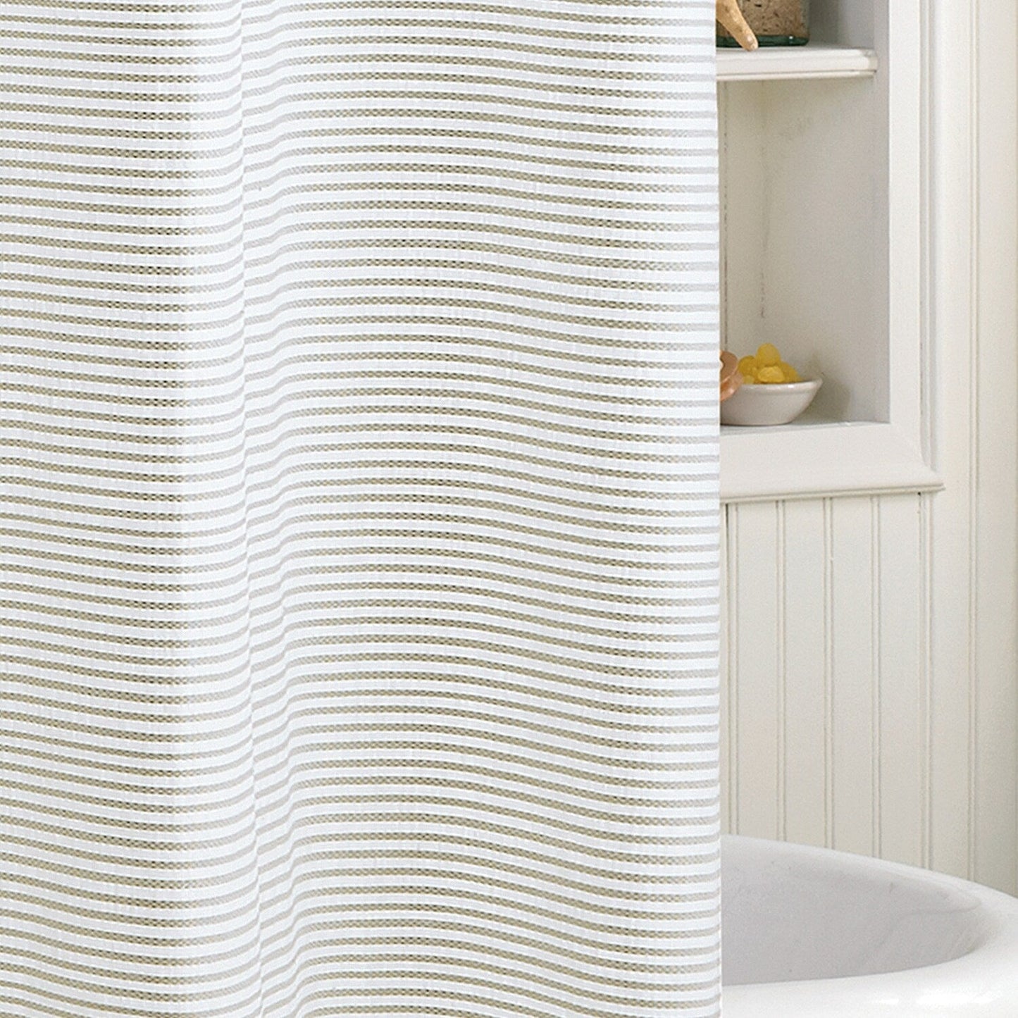 Porch & Den Onassis Modern Stripe Tassel Shower Curtain