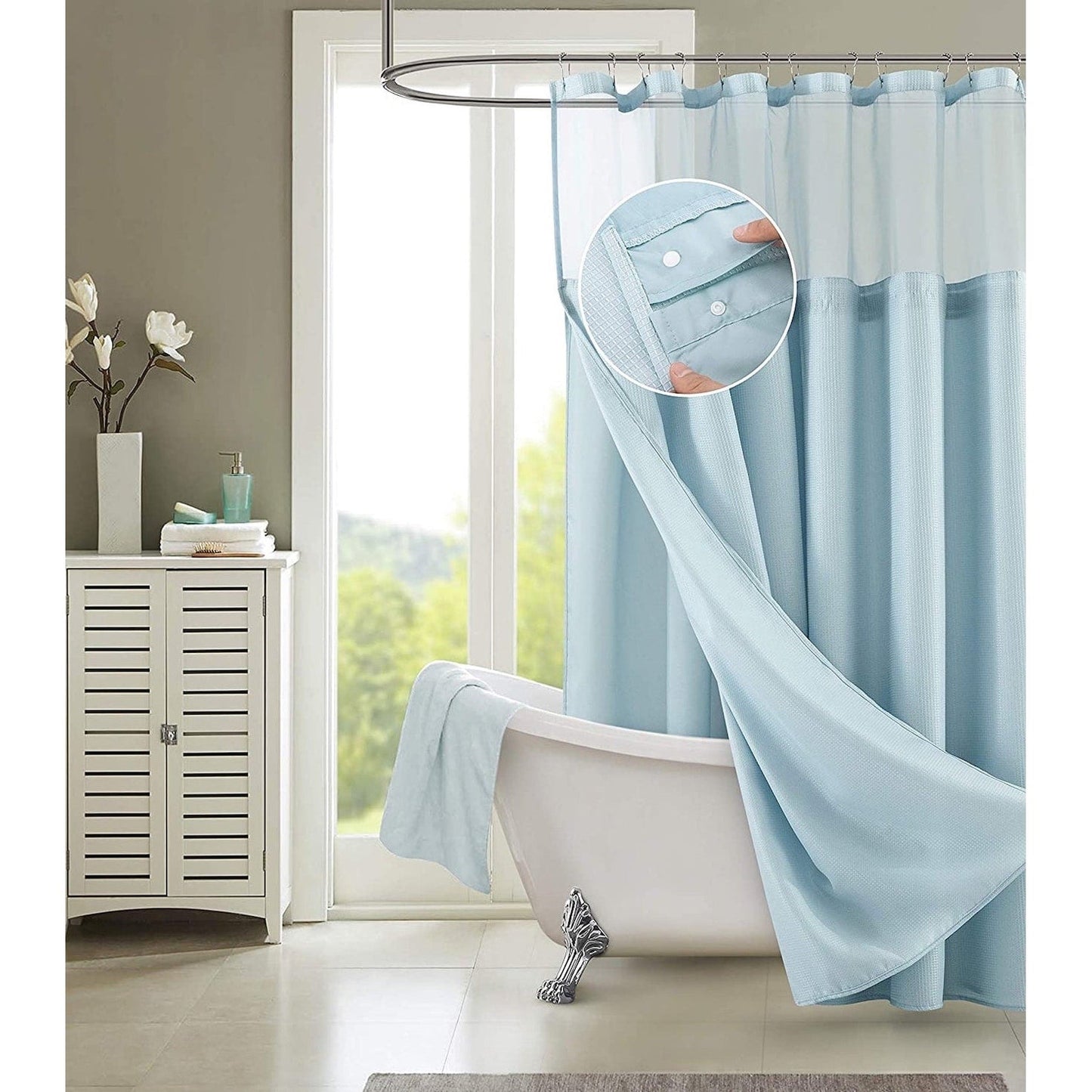 Porch & Den Roycroft Hotel Shower Curtain with Detachable Liner