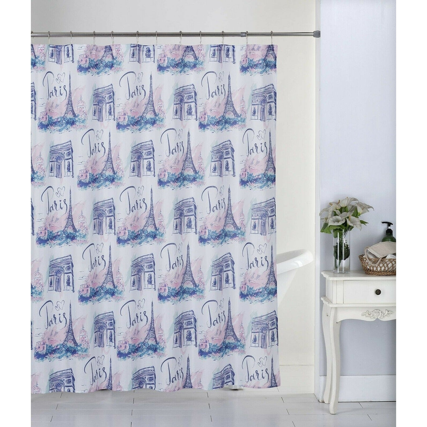 Printed Canvas Shower Curtain Polyester Bathroom Decor Beautiful Colorful Design 70 x 70