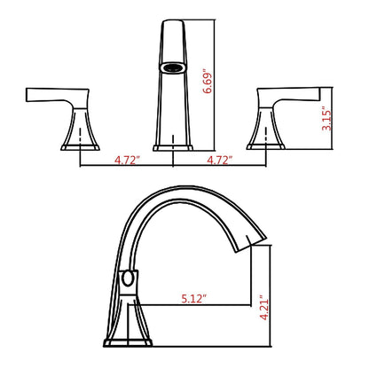 Proox 8 Widespread Bathroom SpotShield Basin Faucet w/ Drain Assembly