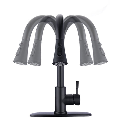 Proox Commercial Single Handle Pull Down Sprayer Kitchen Sink Faucet with Soap Dispenser