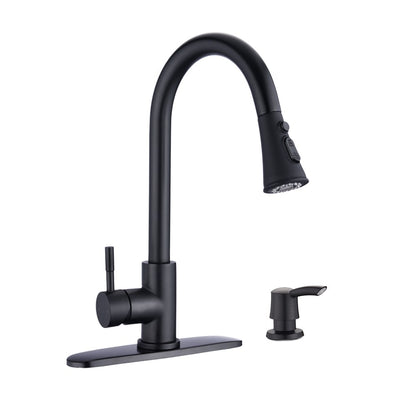 Proox Commercial Single Handle Pull Down Sprayer Kitchen Sink Faucet with Soap Dispenser