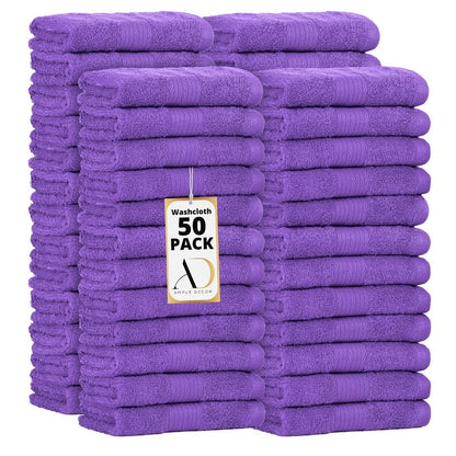Pure Cotton 600 GSM Absorbent Wash Cloths 12x12 Inch by Ample Decor - 50 Pcs