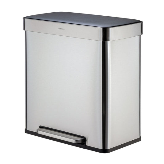 Qualiazero 16 Gal (8 Gal dual unit) Rectangular Recycle Step Can - Stainless Steel