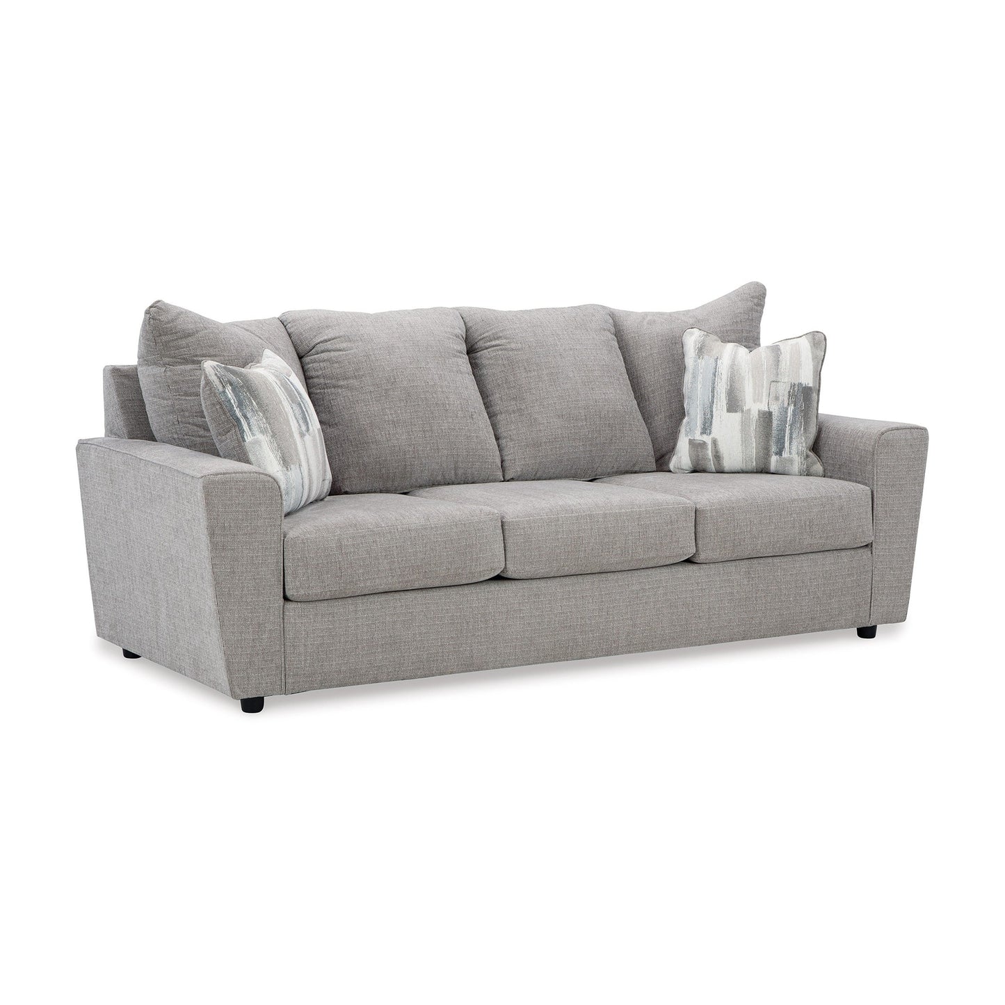 Canapé Ratty, 2 coussins décoratifs, 86 pouces, peluche en polyester gris clair