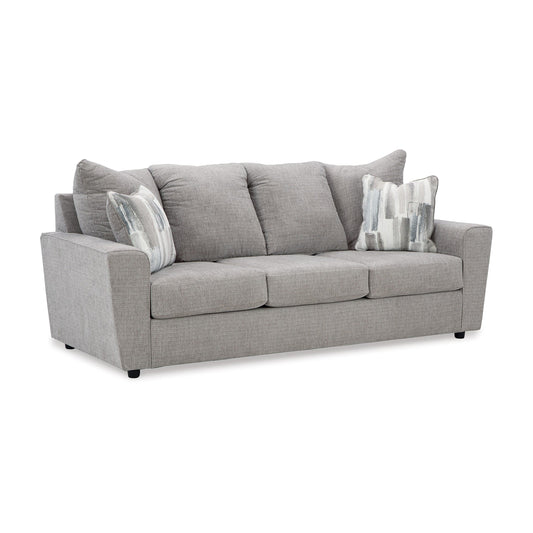 Canapé Ratty, 2 coussins décoratifs, 86 pouces, peluche en polyester gris clair