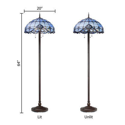 River of Goods Allistar Stained Glass and Resin 3-light 64-inch High Downlight Floor Lamp - 20L x 20W x 64H