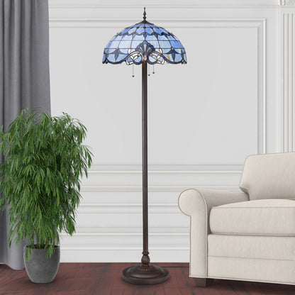 River of Goods Allistar Stained Glass and Resin 3-light 64-inch High Downlight Floor Lamp - 20L x 20W x 64H