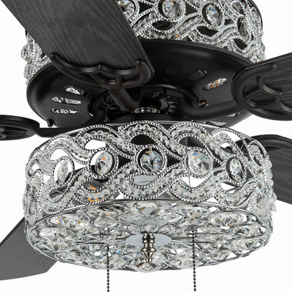 River of Goods Olivia Oil Rubbed Bronze Finish/ Crystal 52-inch LED Ceiling Fan - 52L x 52W x 18.25H - 52L x 52W x 18.25H