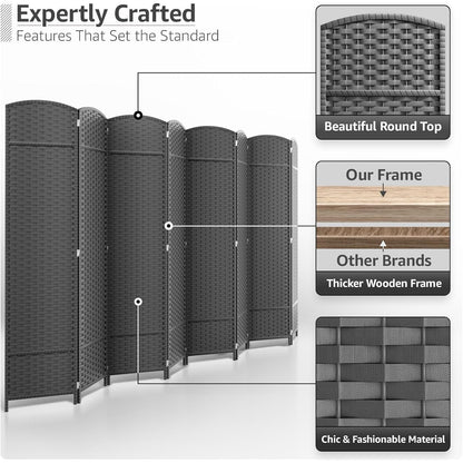 Room Divider Folding Privacy Screen Tall Partition Foldable Wall 8 Panel - 96” L x 19.50” W x 69” H
