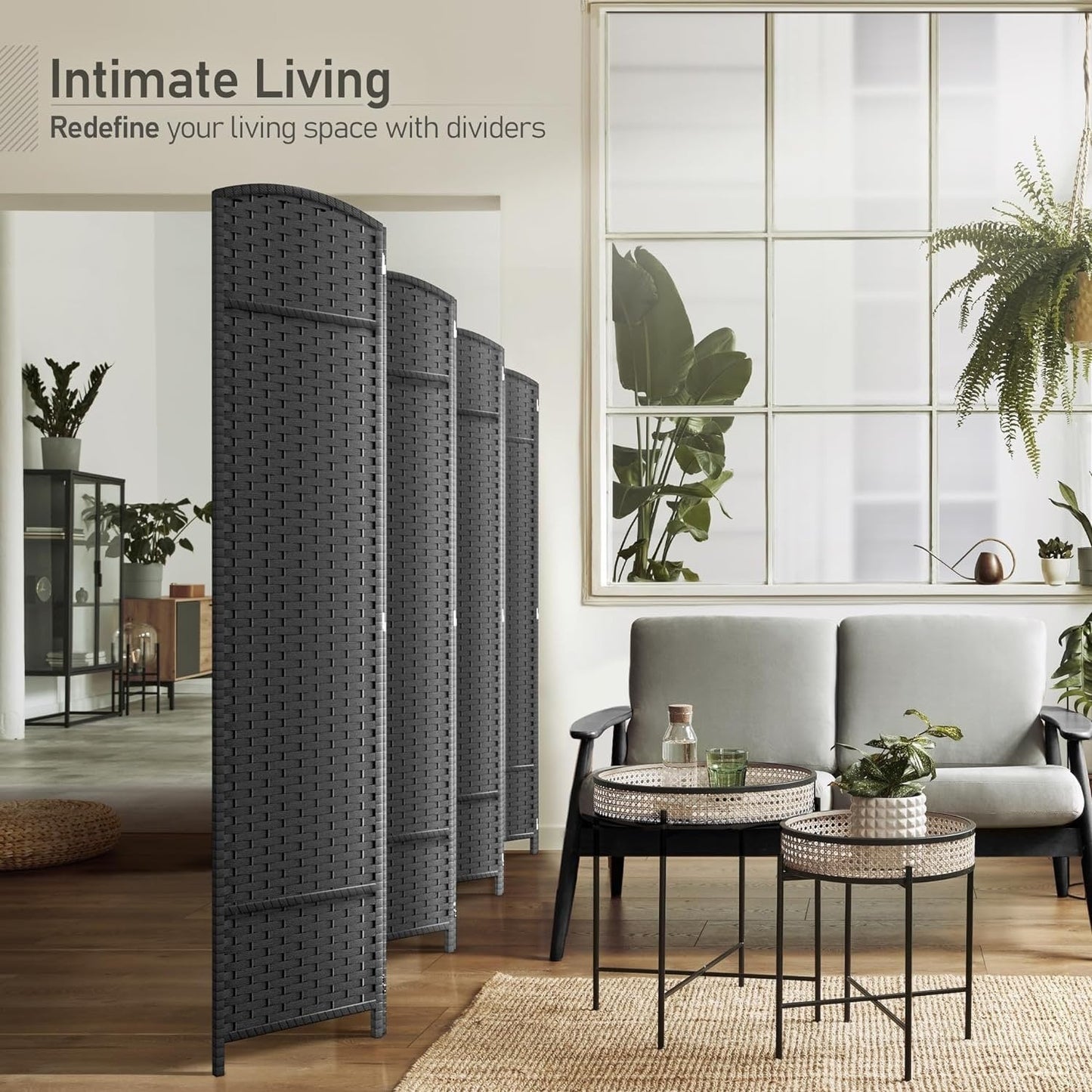 Room Divider Folding Privacy Screen Tall Partition Foldable Wall 8 Panel - 96” L x 19.50” W x 69” H
