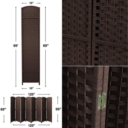 Room Divider Folding Privacy Screen Tall Partition Foldable Wall 8 Panel - 96” L x 19.50” W x 69” H