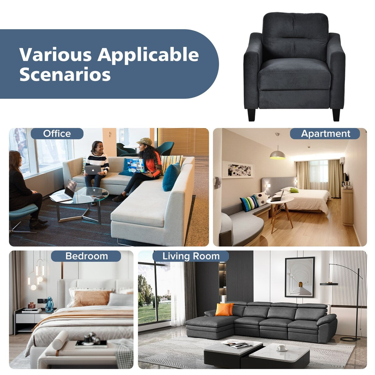 Ensemble canapé sectionnel confortable Roomfitters pour salon, chambre et bureau | Mobilier pour petits espaces