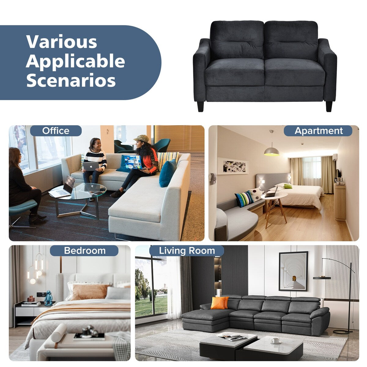 Ensemble canapé sectionnel confortable Roomfitters pour salon, chambre et bureau | Mobilier pour petits espaces