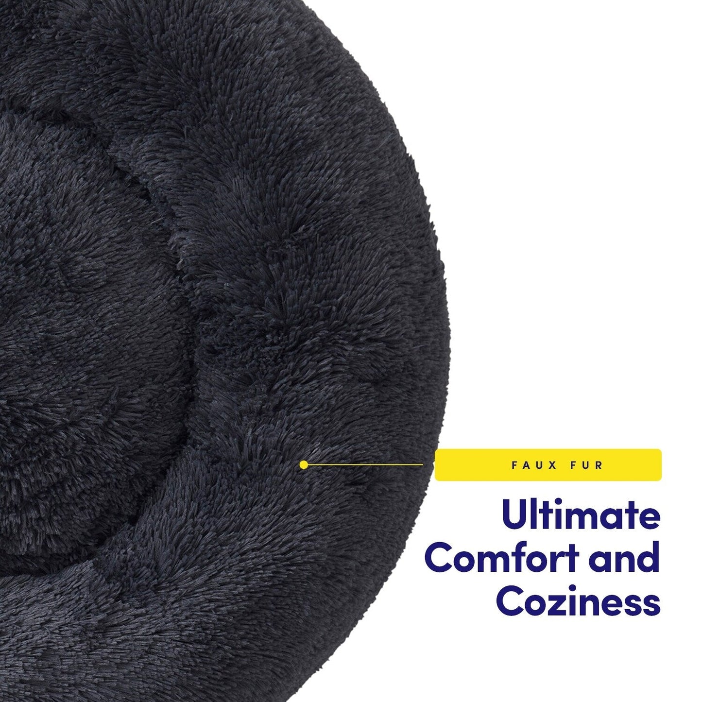 Round Calming Soft Warm Shaggy Plush Faux Fur Donut Pet Dog Cat Sleeping Bed