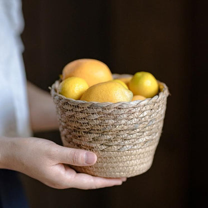 RusticReach Natural Straw Desktop Flower Basket