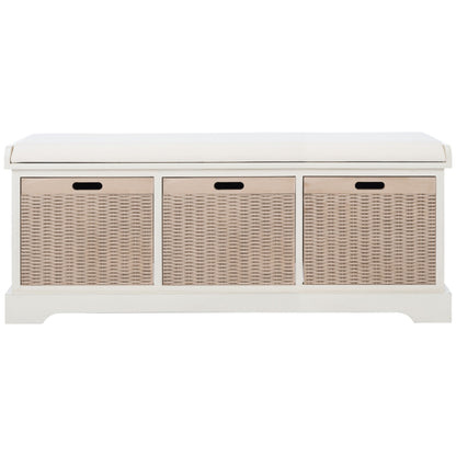 SAFAVIEH Fiorello 3-Drawer with Cushion Storage Bench - 47.3 W x 15 L x 19 H - 47Wx15Dx19H
