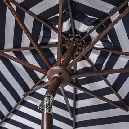 SAFAVIEH Hadire Inside Out Striped 9 Ft Crank Outdoor Umbrella