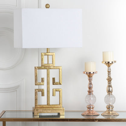 SAFAVIEH Lighting Chantelle Greek Antiqued Gold 29-inch Table Lamp (Set of 2) - 16W x 9D x 29H