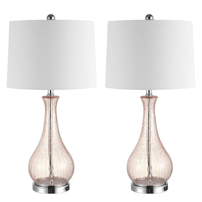 SAFAVIEH Lighting Elsgard 28-inch Crackle Glass LED Table Lamp - 14 W x 14 D x 28 H - 14Wx14Dx28H